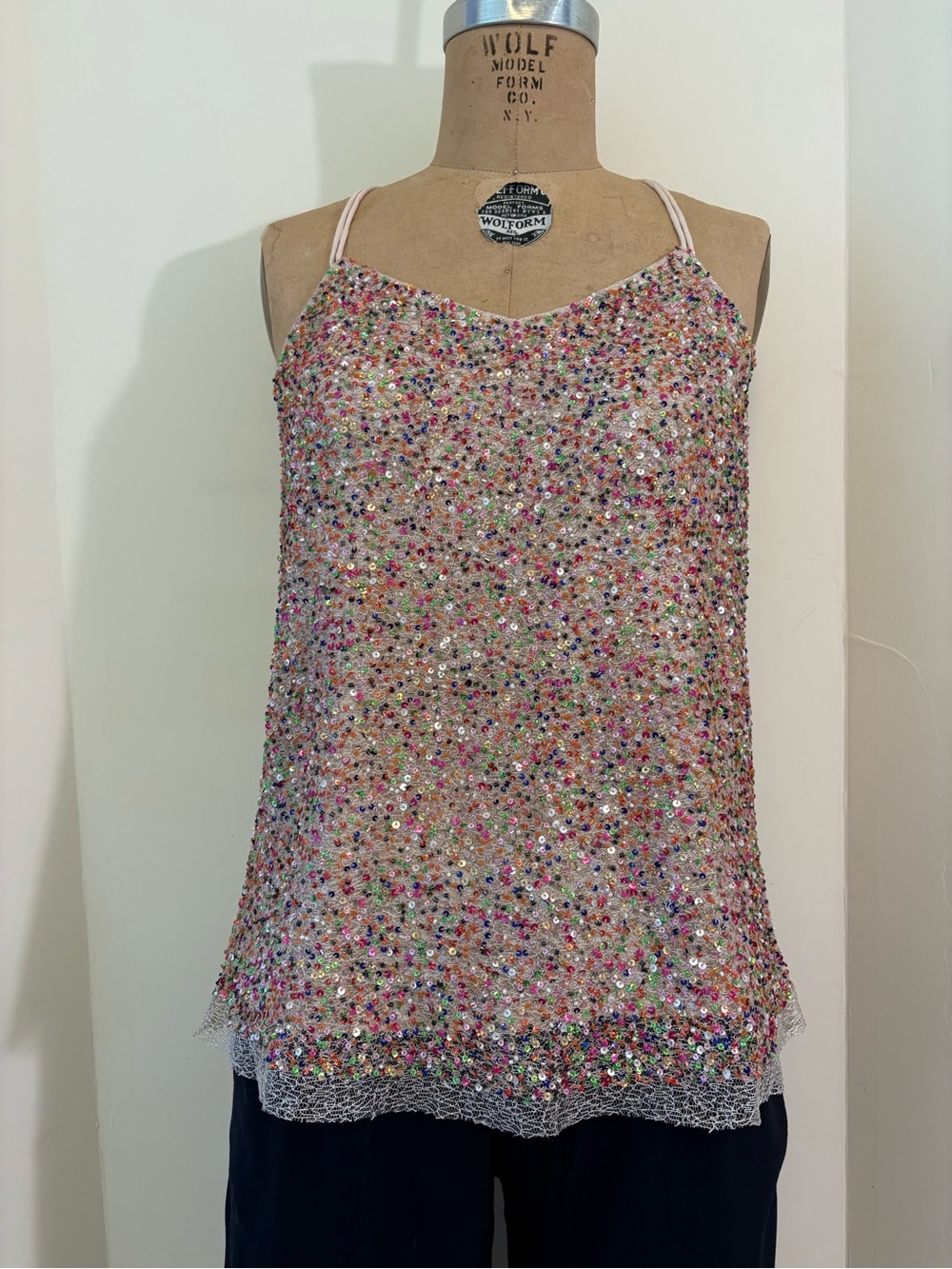 Romeo & Juliet Couture Pink Multicolor Sequin Camisole